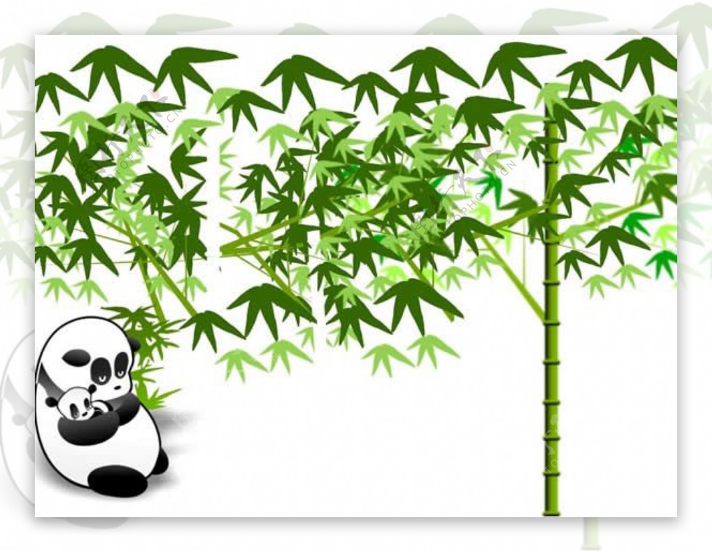 熊猫绿竹背景ppt模板