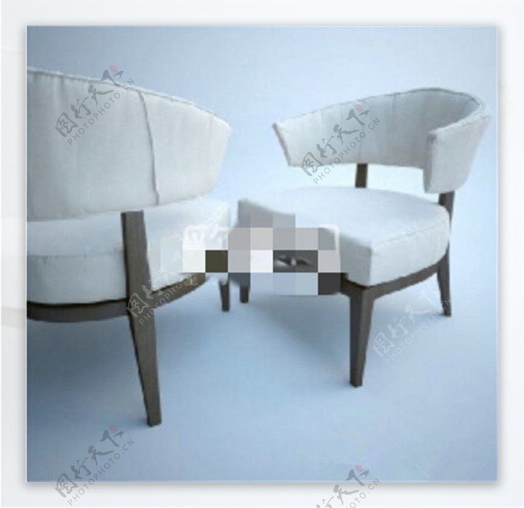 白色木质现代椅子3D模型素材