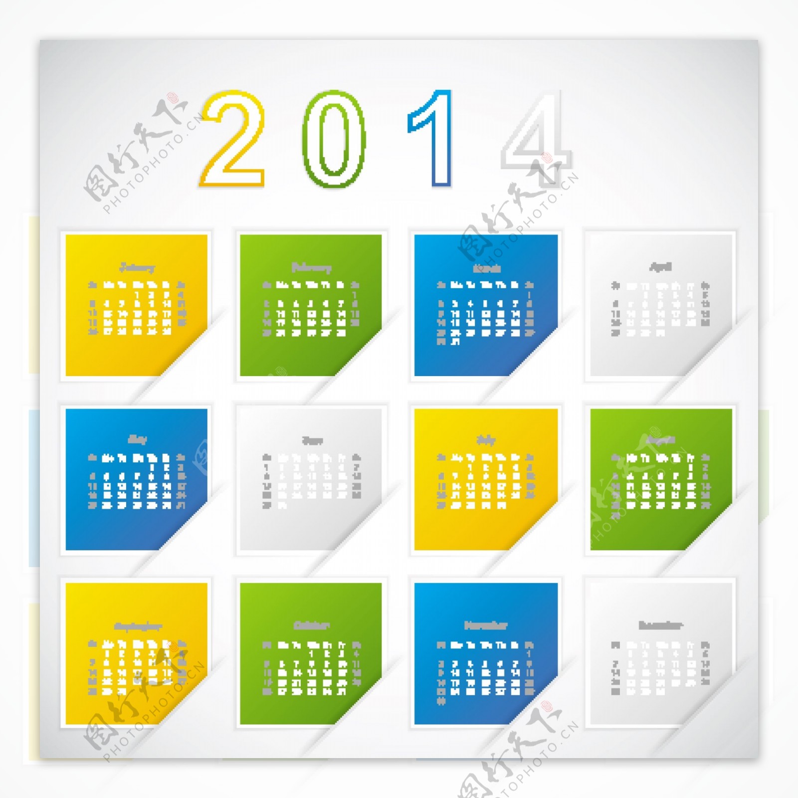 2014创意日历模板矢量素材AIEPS