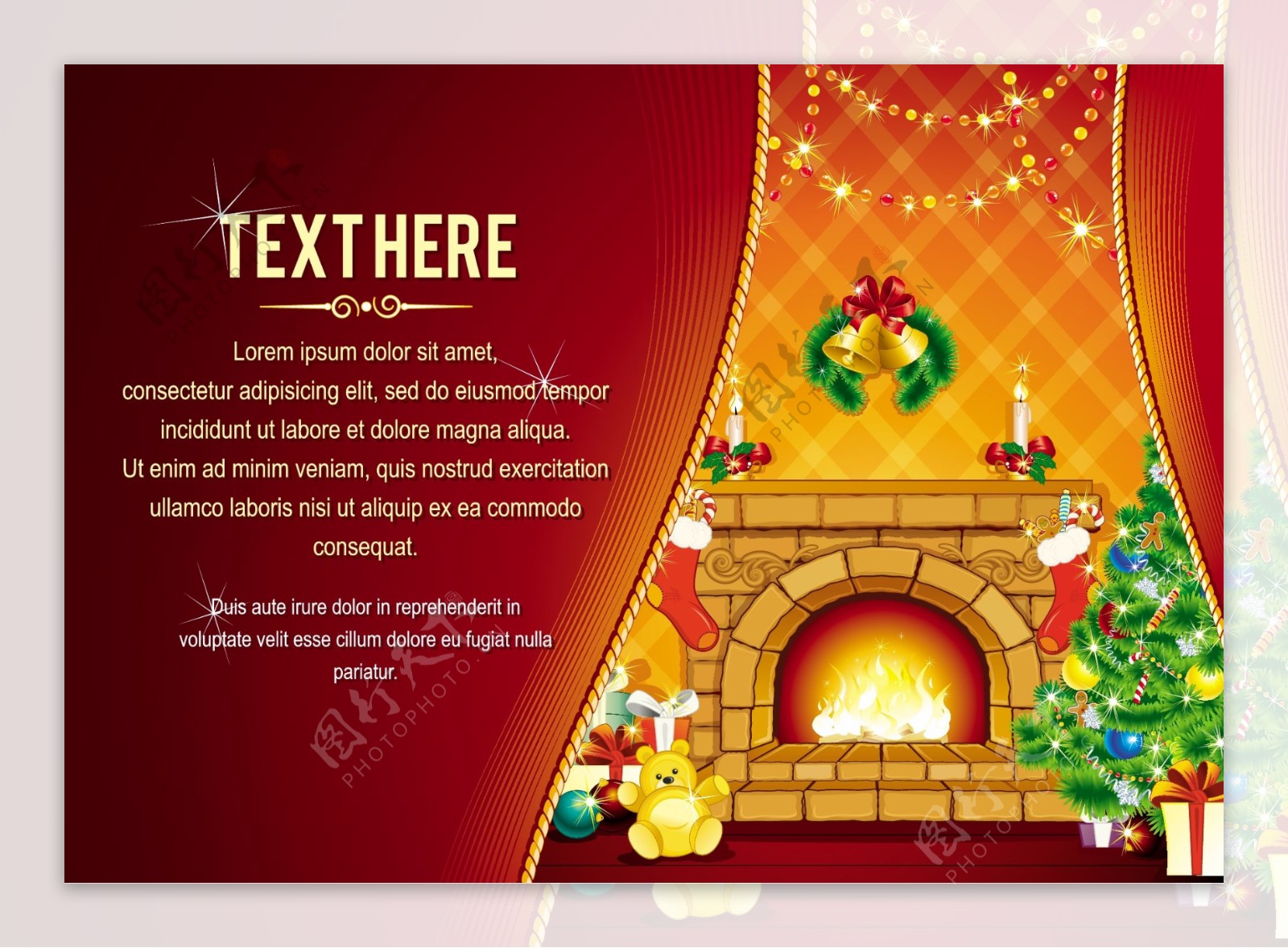 圣诞壁炉背景图片