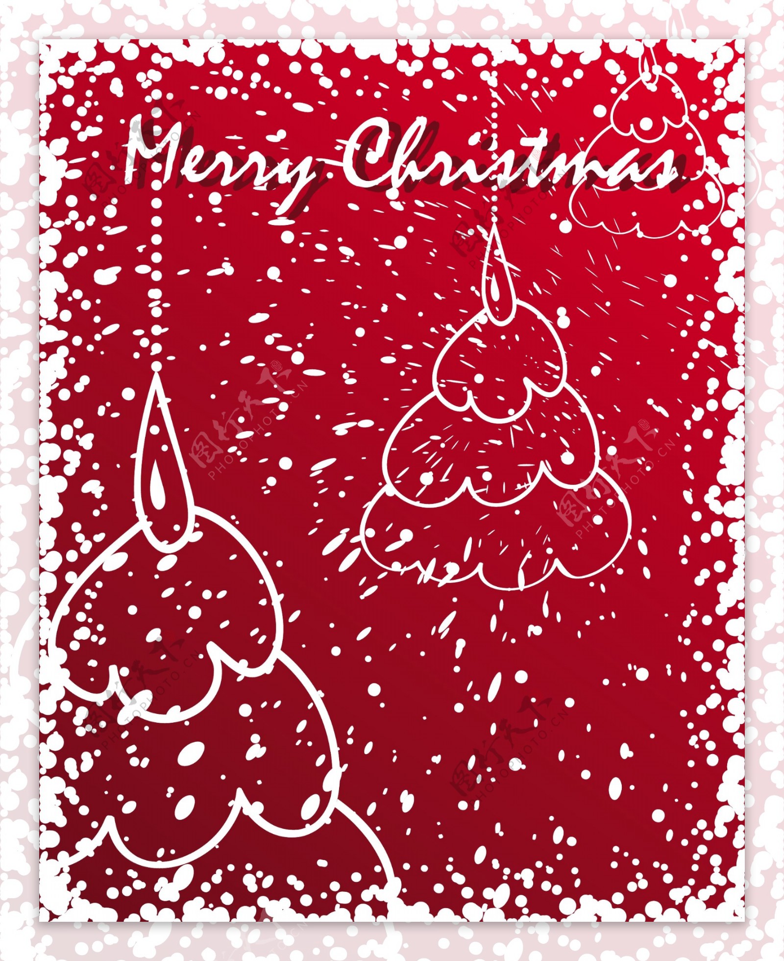 涂鸦风格雪中圣诞树矢量图节日矢量图圣诞节矢量素材eps