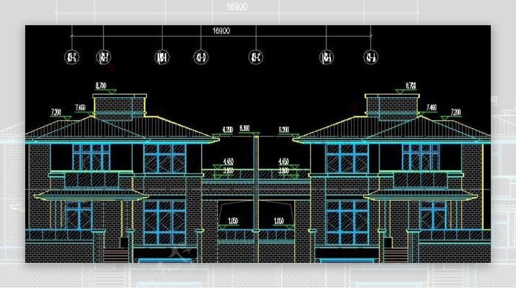 二层双拼别墅异型柱框架结构建筑施工图nbsp31x19