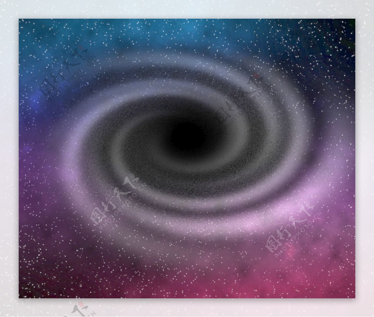 在紫罗兰色的背景空间的黑洞