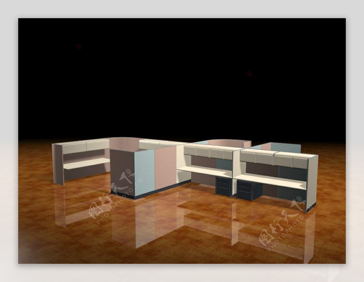 办公家具办公桌3d模型3d素材模板229