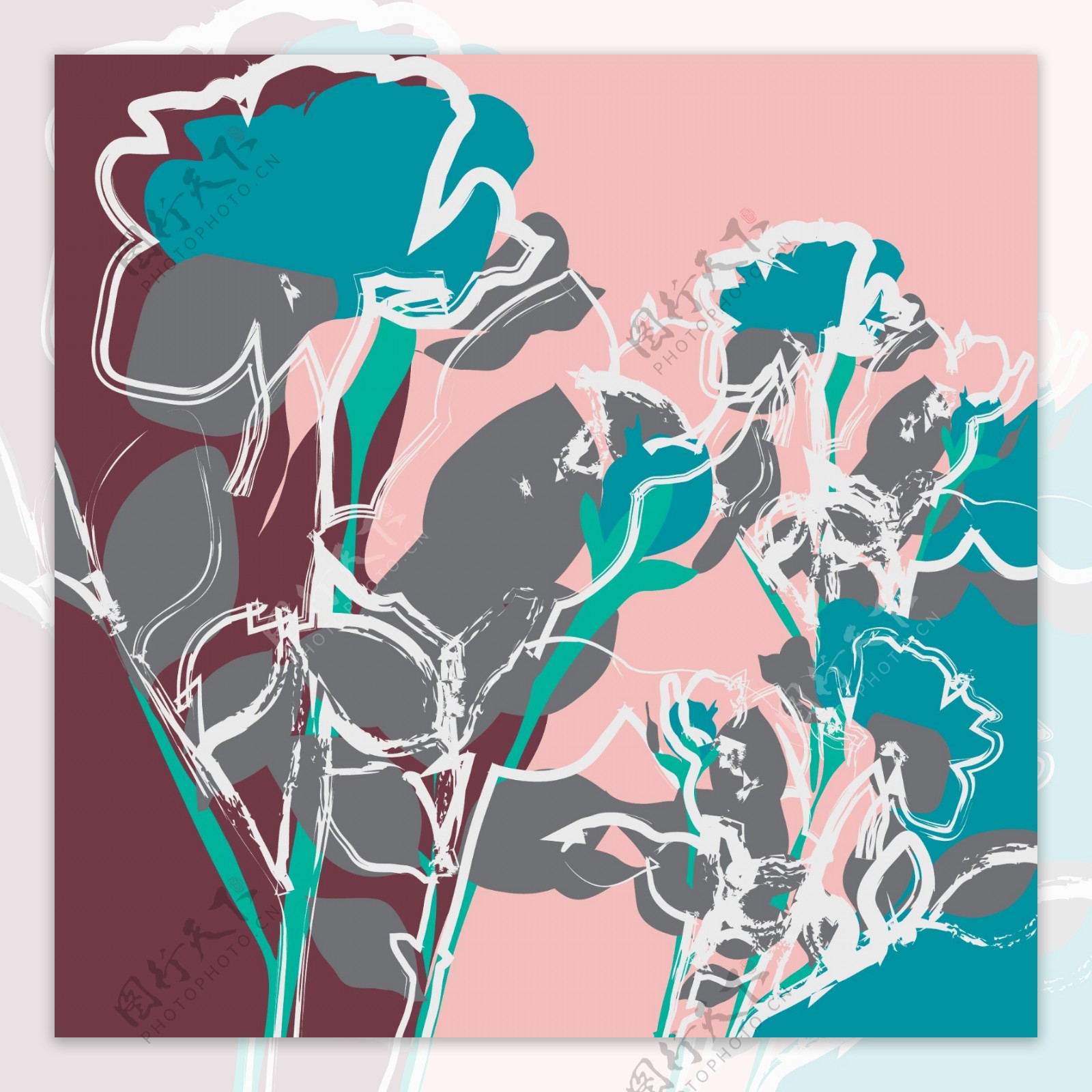 印花矢量图波普艺术专题植物花朵免费素材