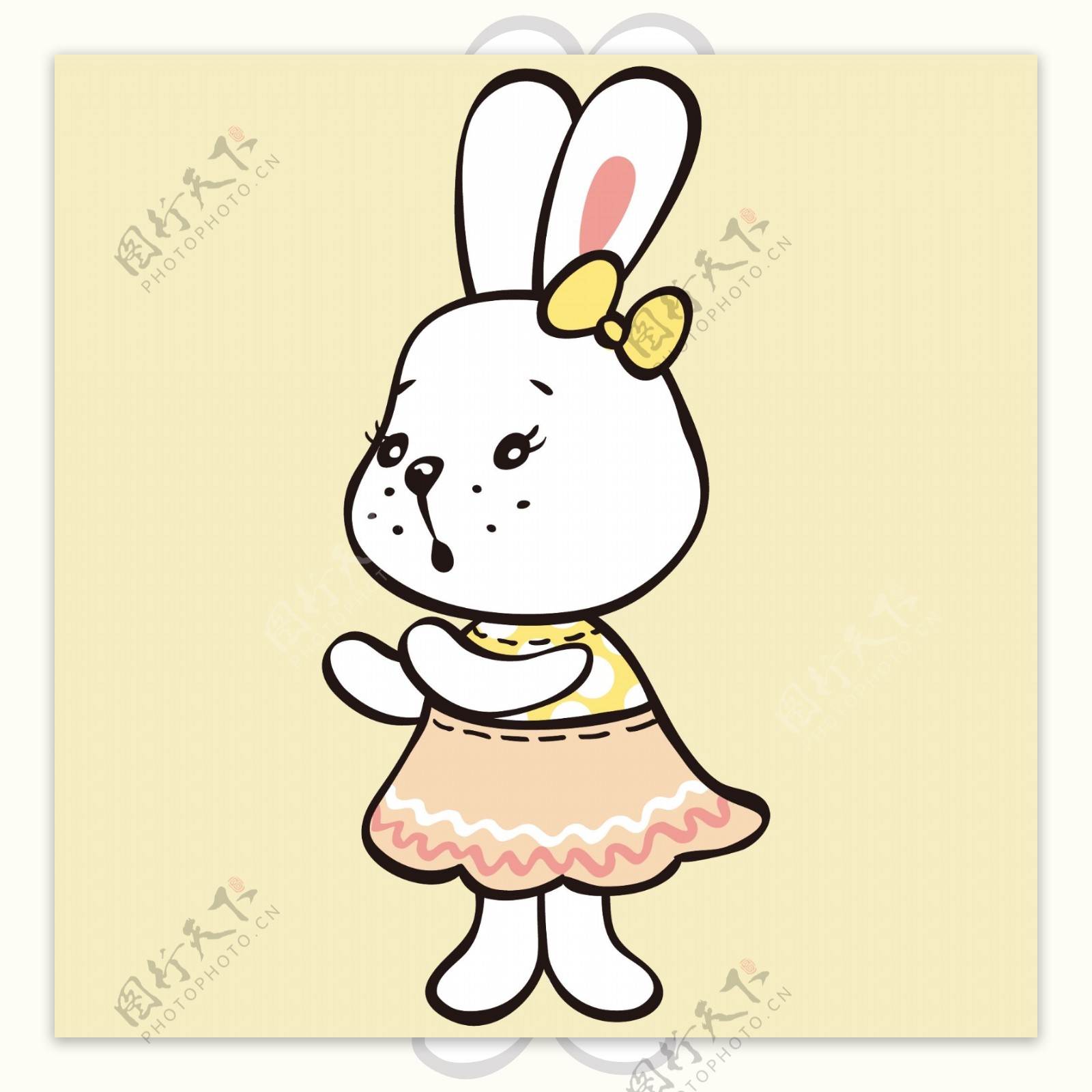 印花矢量图T恤图案动物兔子色彩免费素材