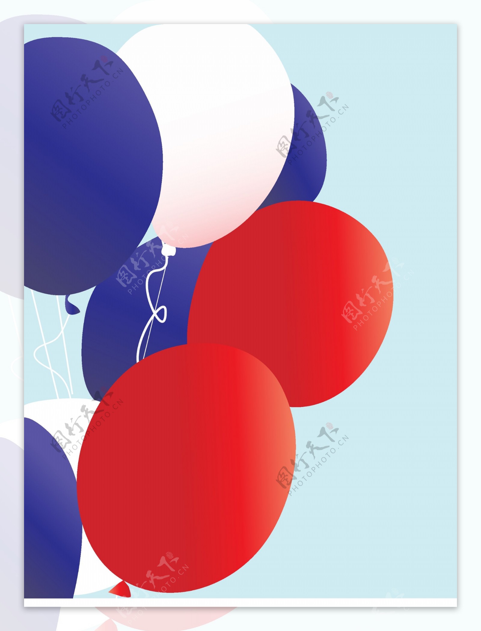 红色白色和蓝色的爱国气球矢量