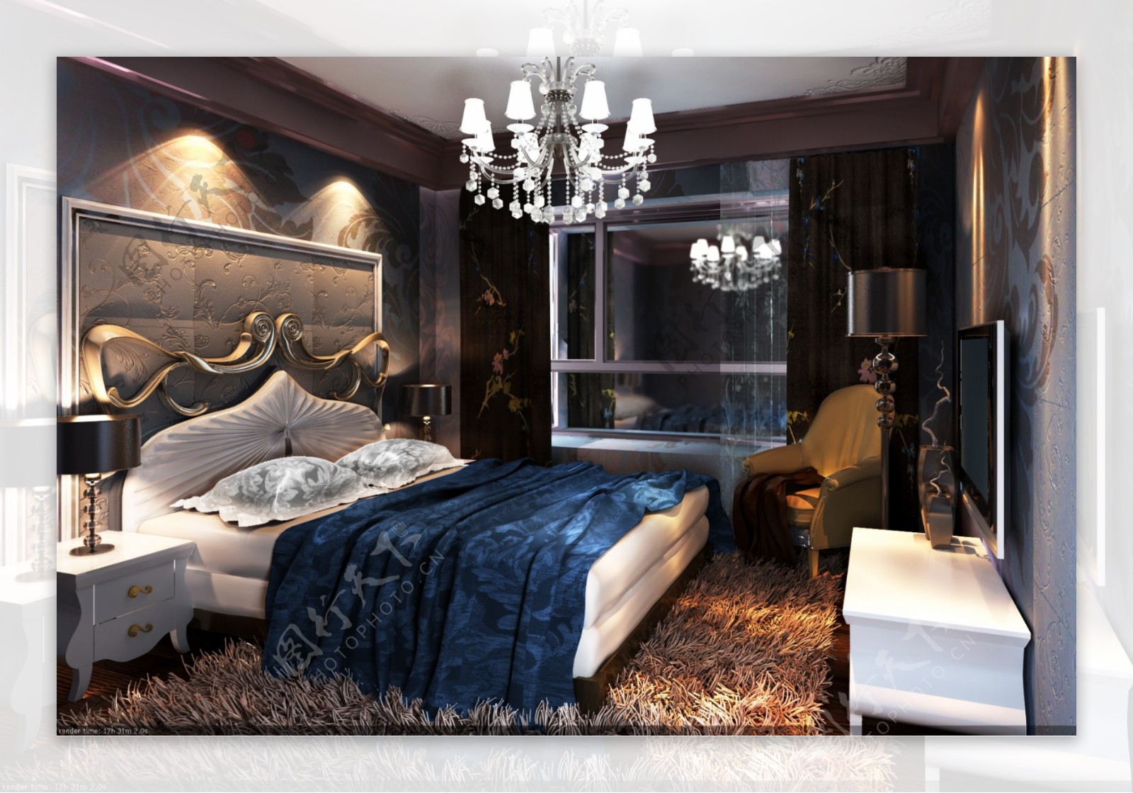 新古典卧室3d模型图片