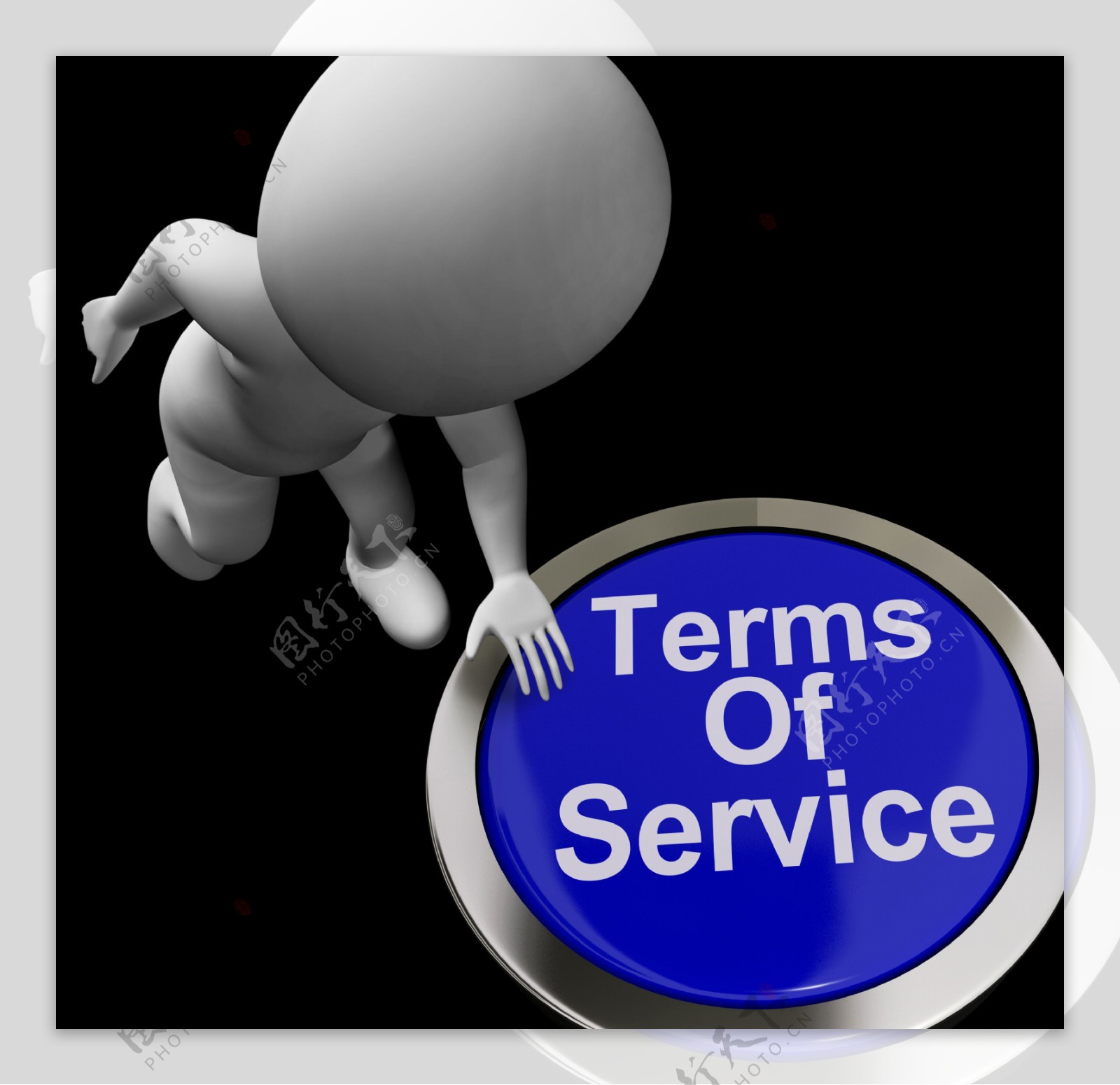 服务条款和条件的协议显示网站的按钮