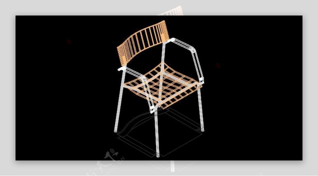 黄色木质椅子CAD模型素材