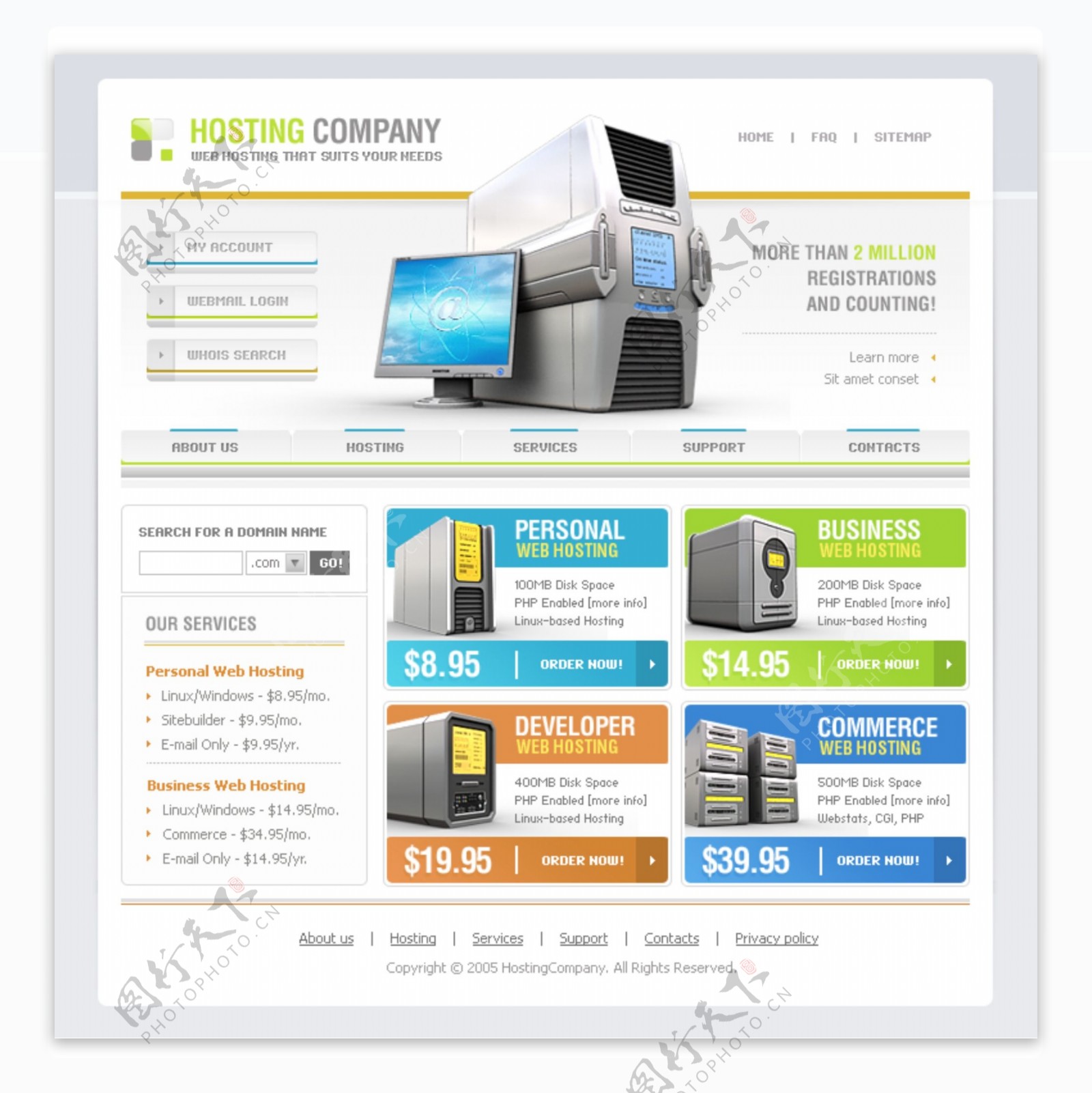 服务器租赁网站设计网站模板图片