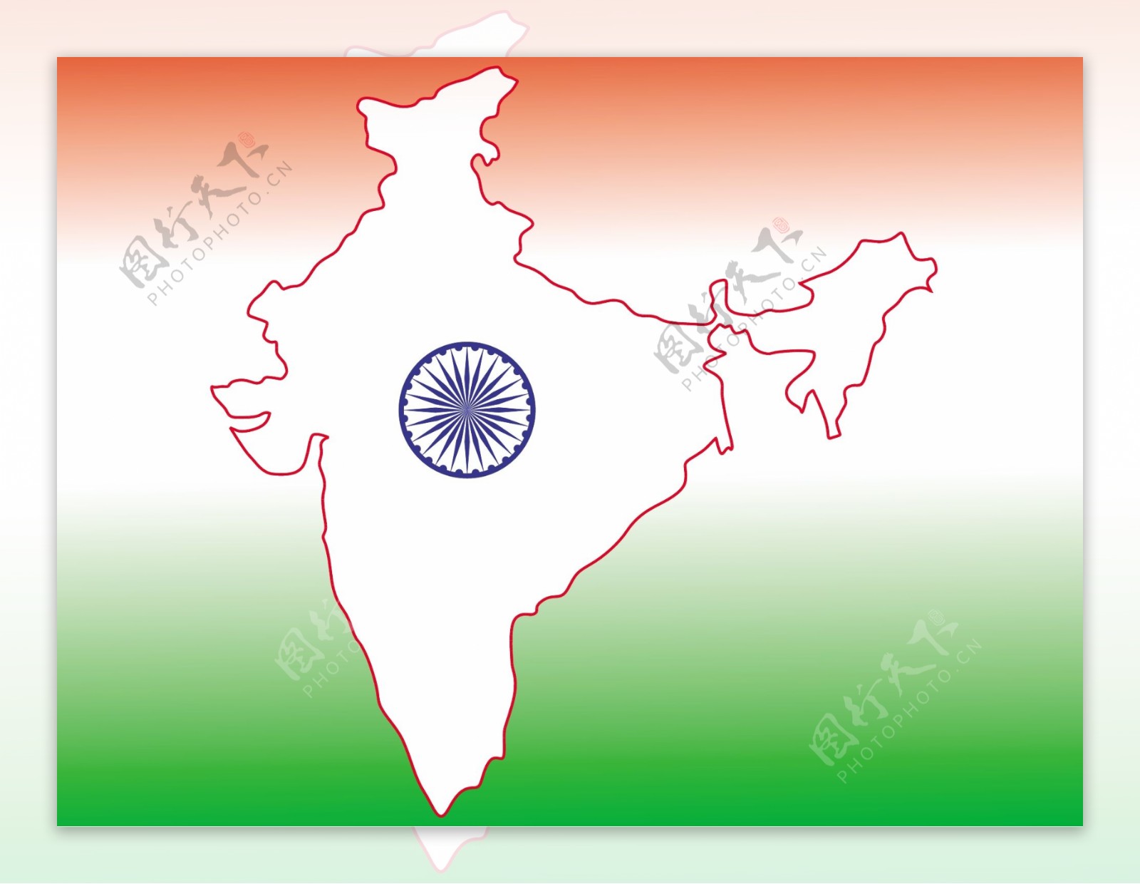 白色的印度地图和地图轮