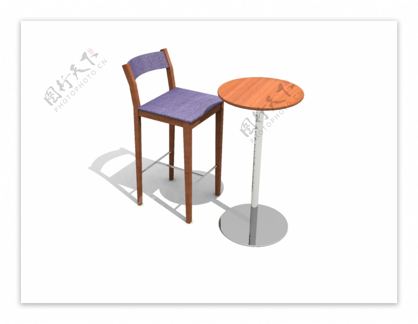 单人餐桌椅3D模型