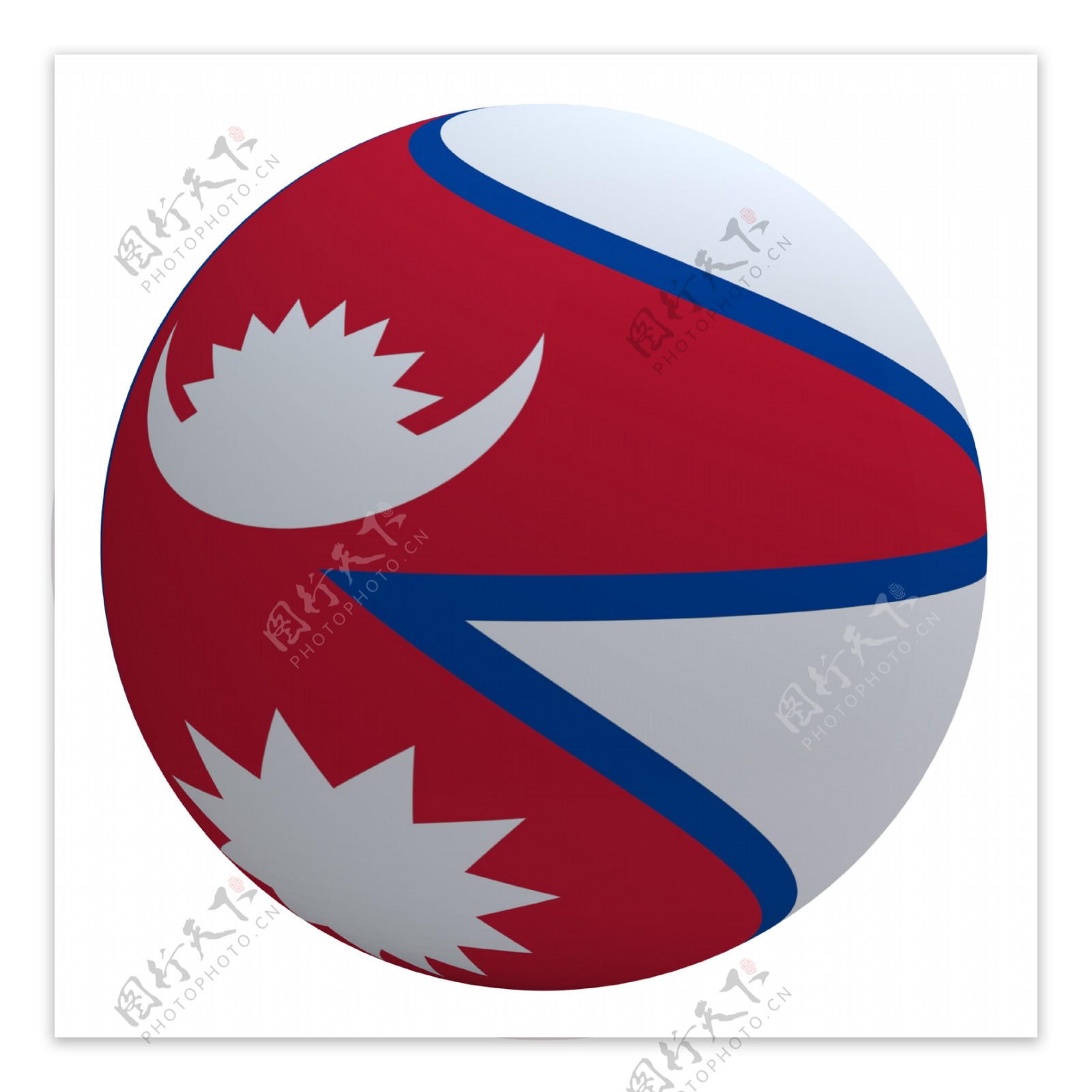 尼泊尔国旗的球白色隔离