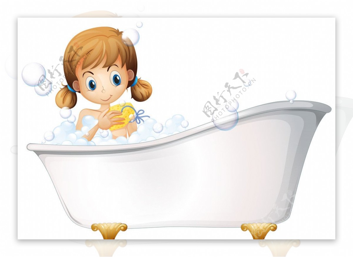卡通女孩洗澡设计图__广告设计_广告设计_设计图库_昵图网nipic.com