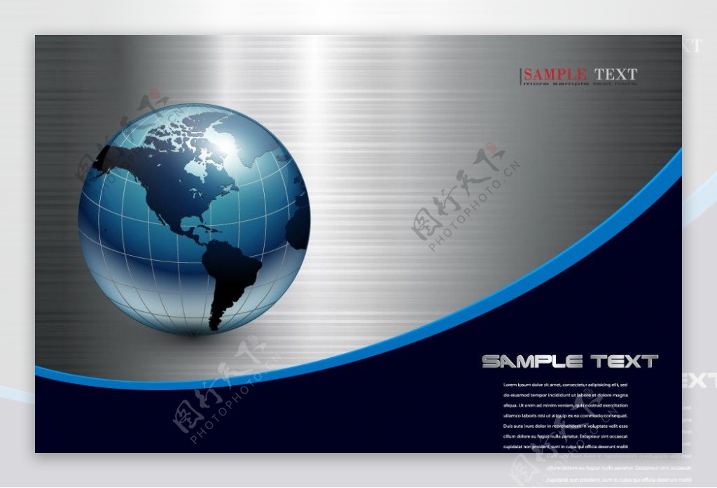 蓝色动感线条地球商务科技背景图片