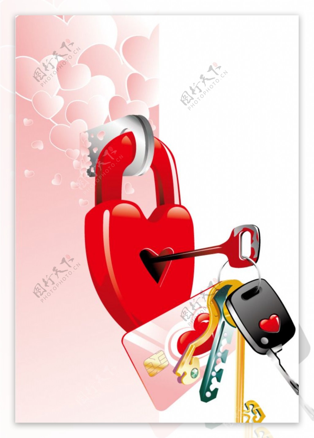 Premium Vector | Keys and locks over watercolor background isolated vector illustration heart ...