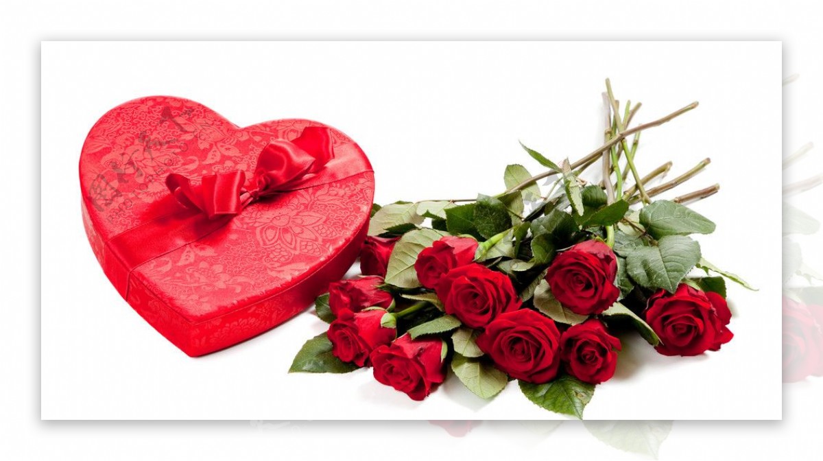 玫瑰和爱心礼盒图片