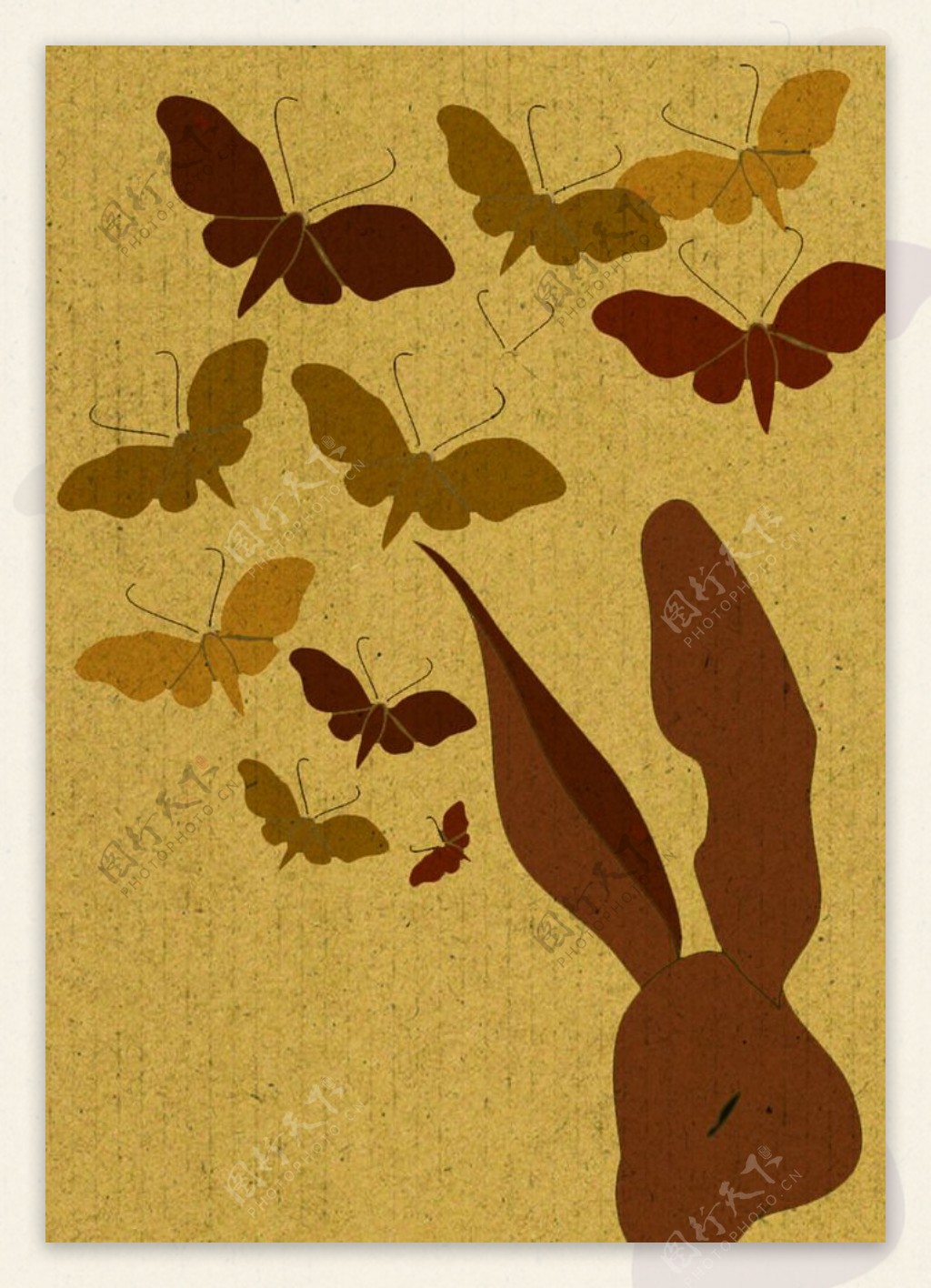 蝶与兔插画图片