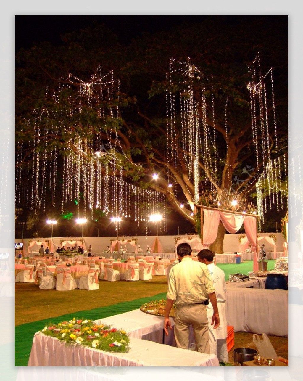 印度草坪夜间婚礼图片