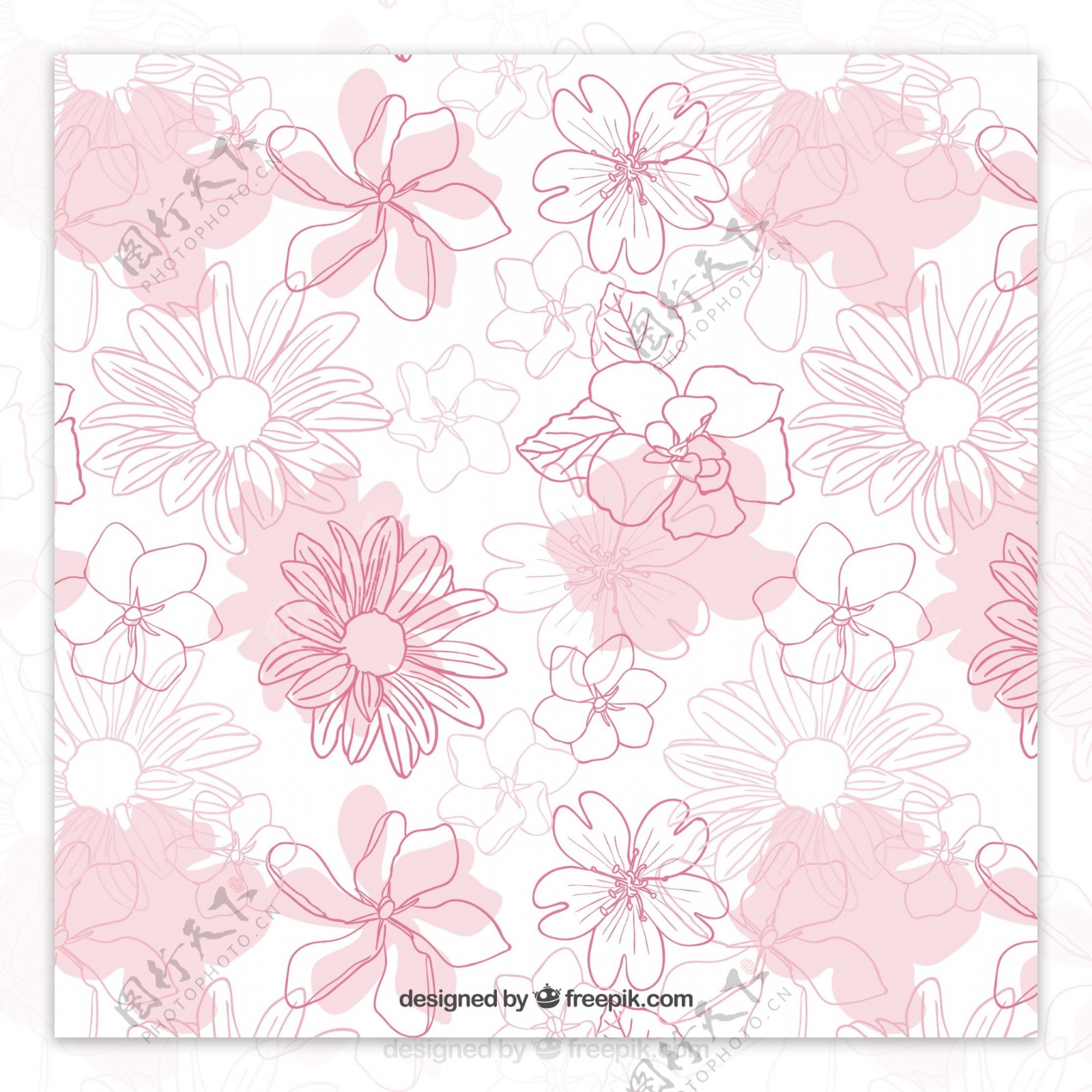 浅粉色手绘花卉背景图片