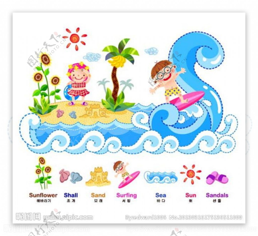 儿童冲浪图片