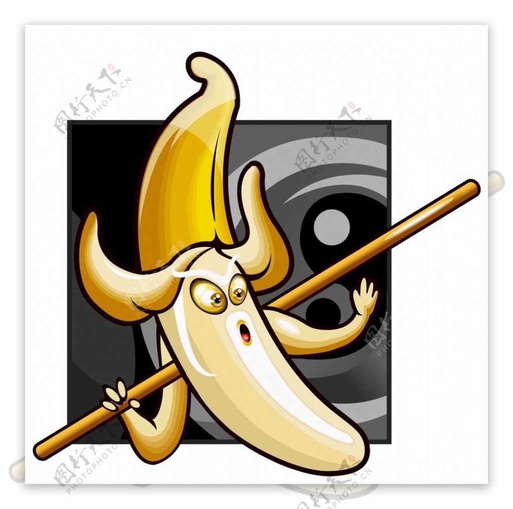拿着木棍的卡通香蕉表情图片