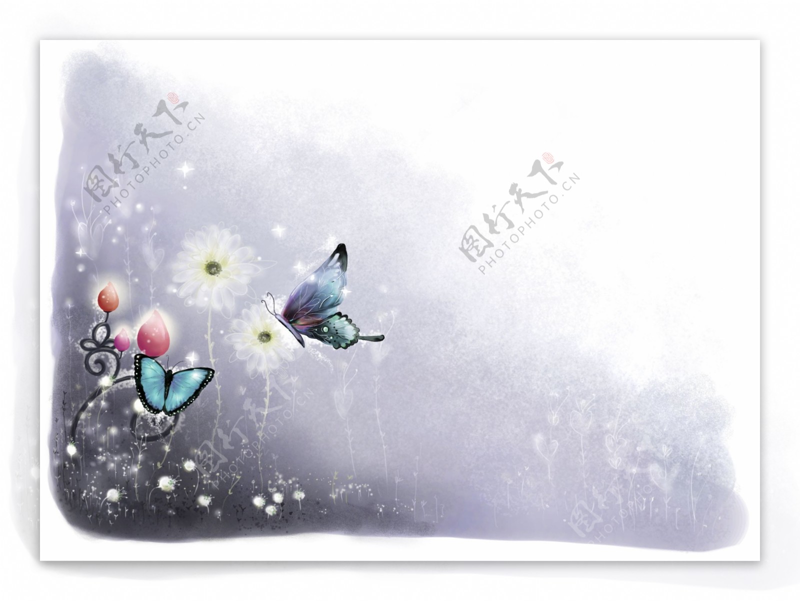 彩绘蝴蝶故事背景壁纸图片