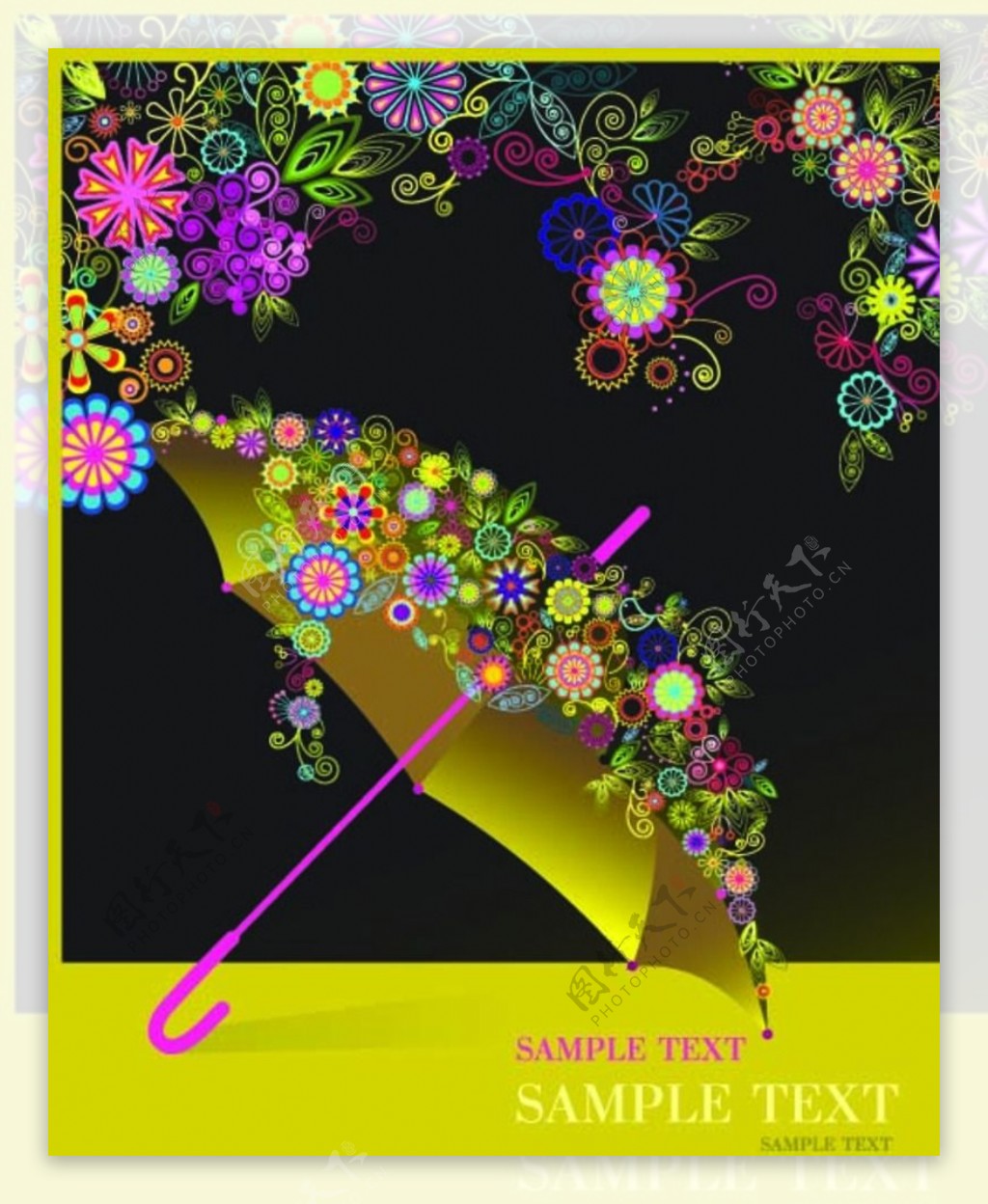 雨伞花卉矢量图几何花卉图片