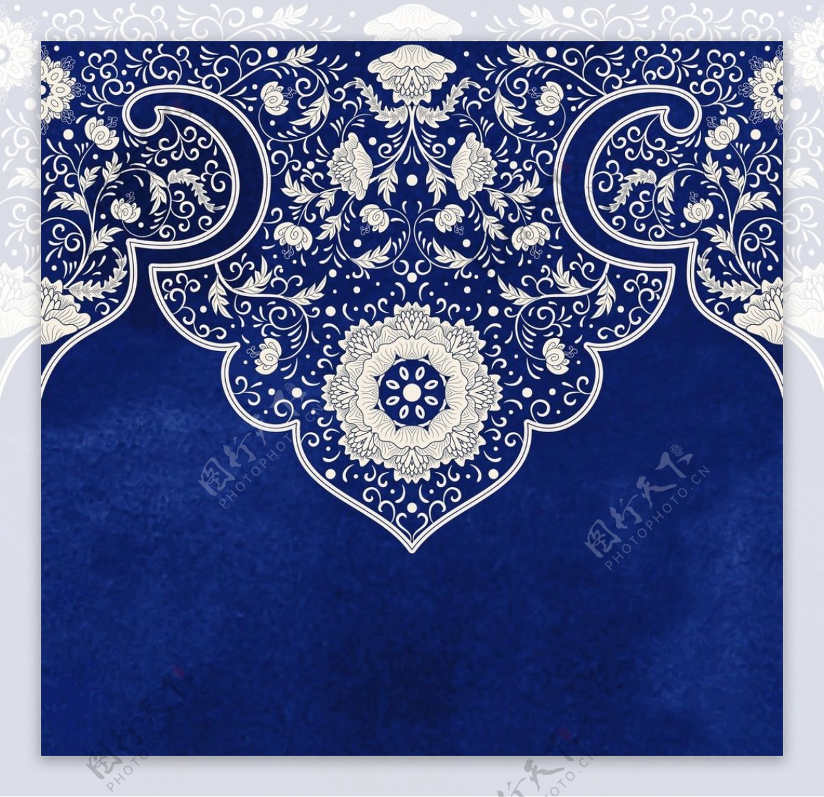 青花瓷复古蓝色花纹图片