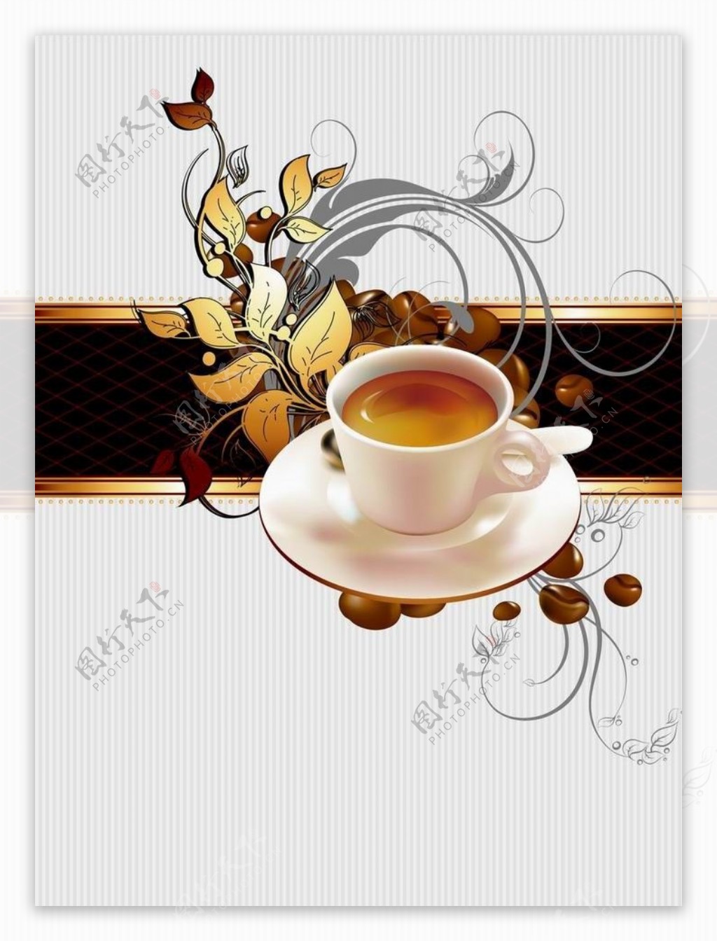 茶水咖啡花纹图片