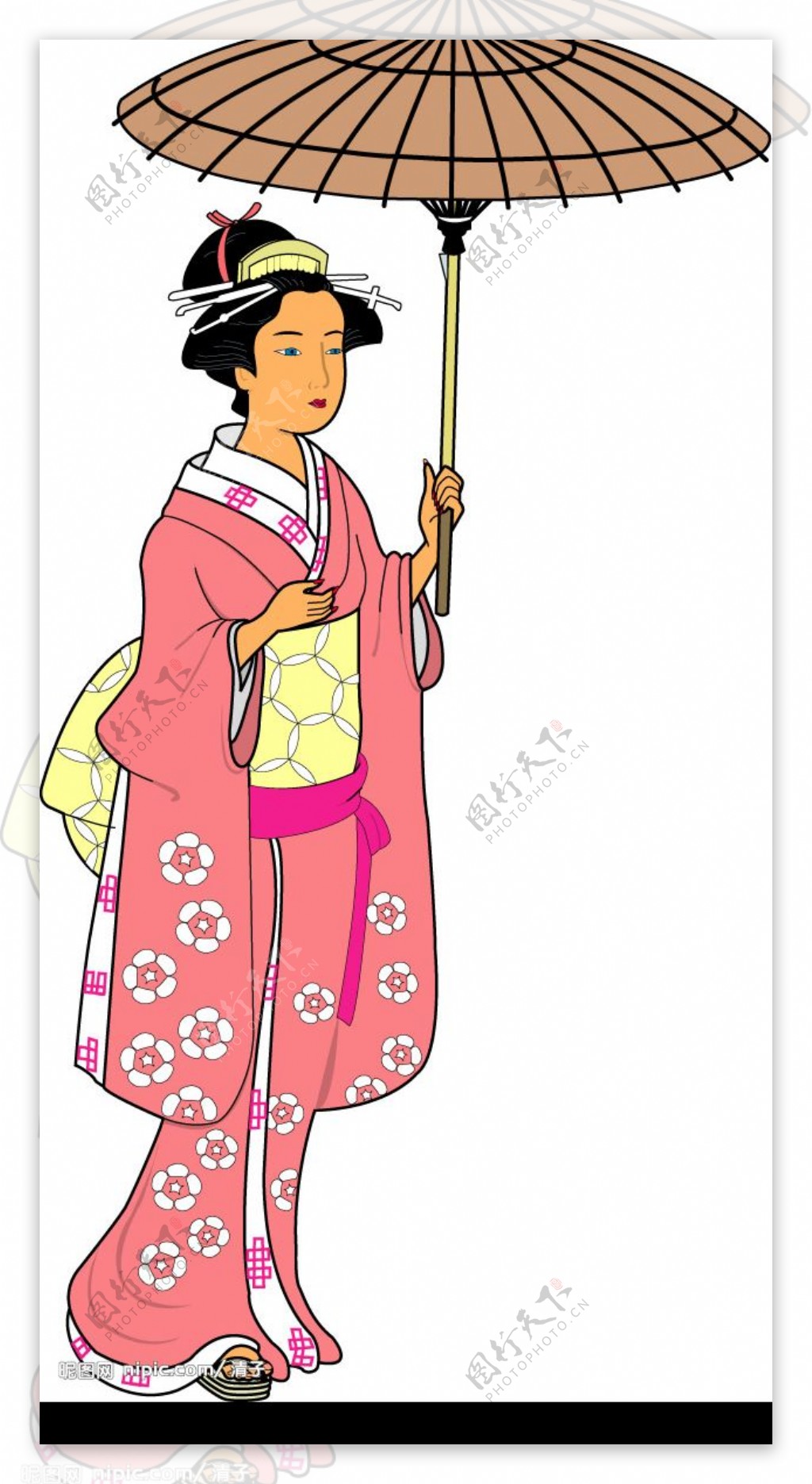 打阳伞的日本女人图片