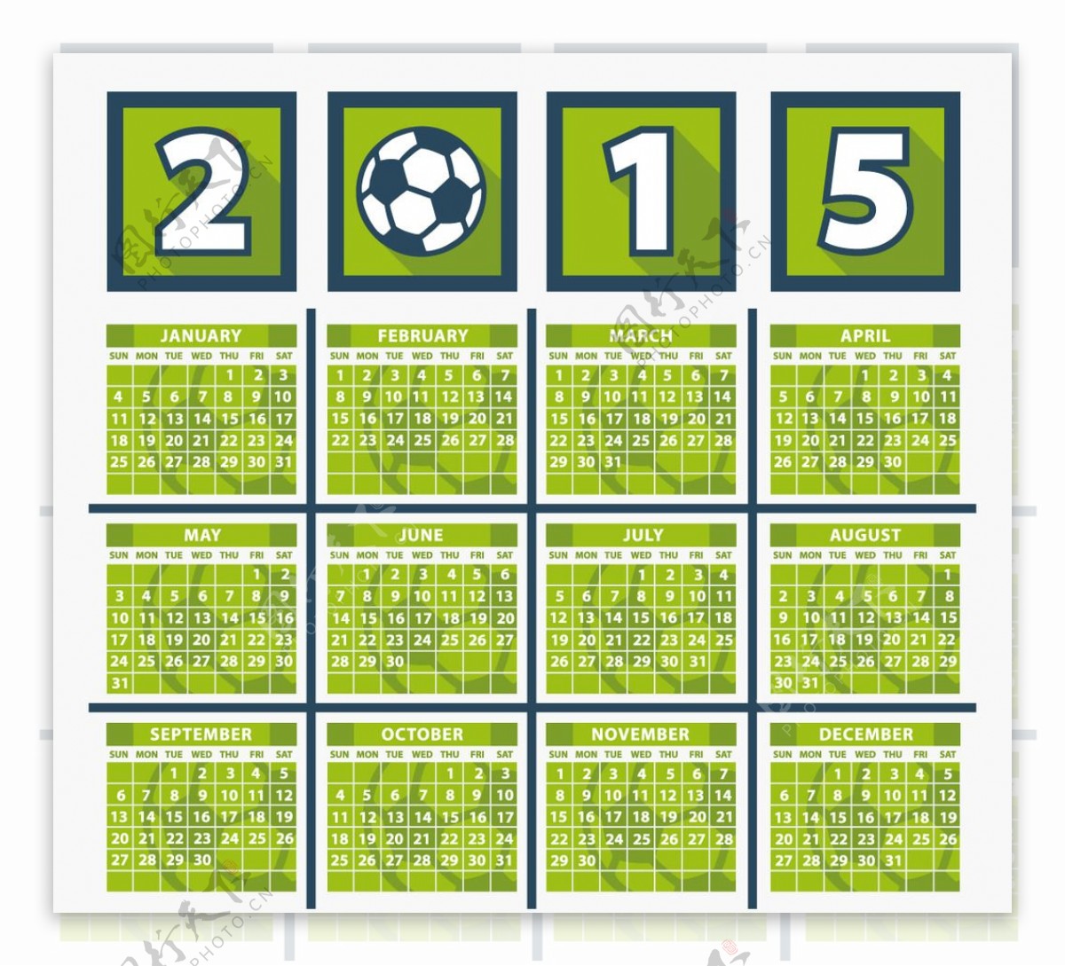 2015绿色足球年历图片