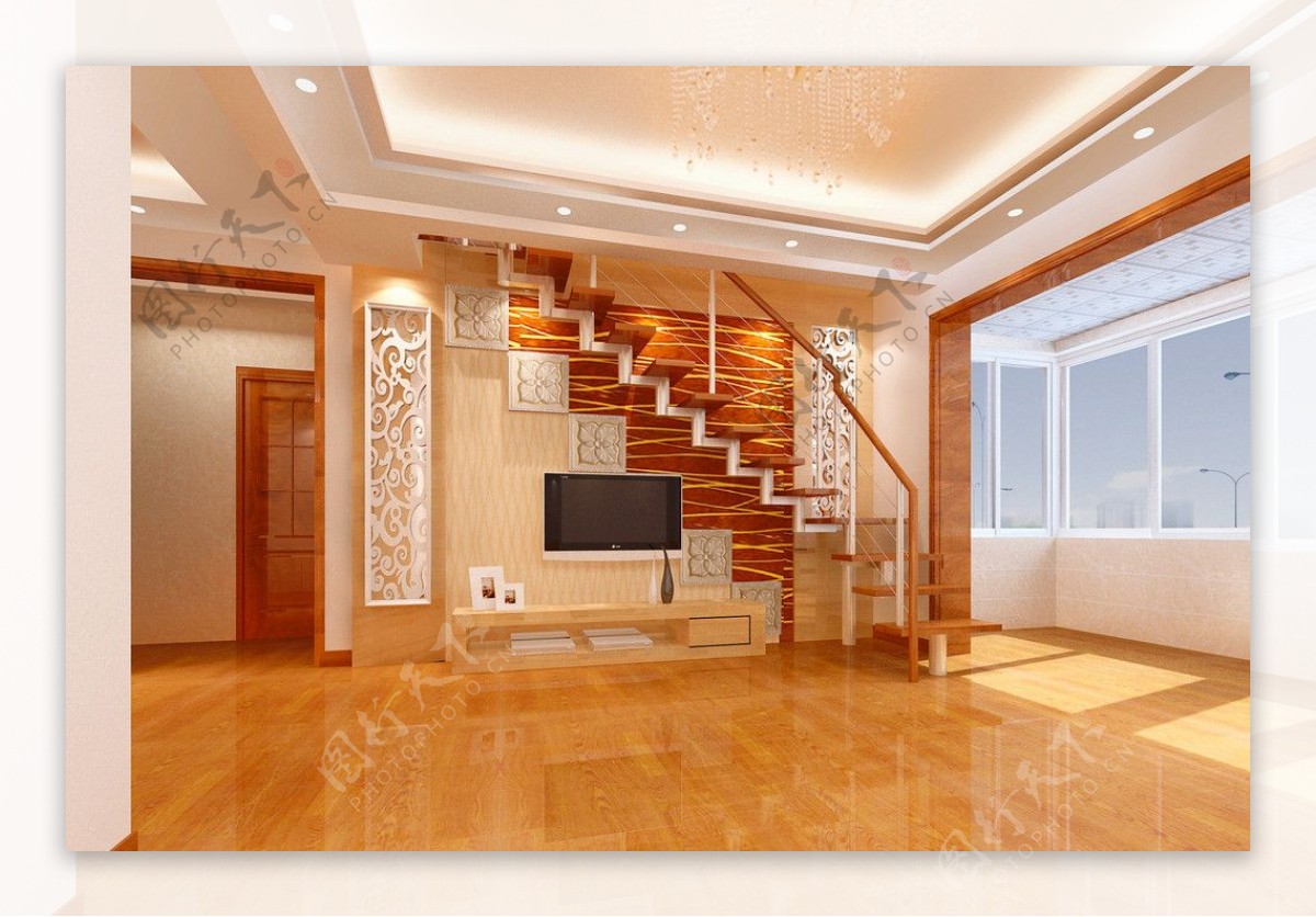 奢华室内旋转楼梯装修效果图 – 设计本装修效果图