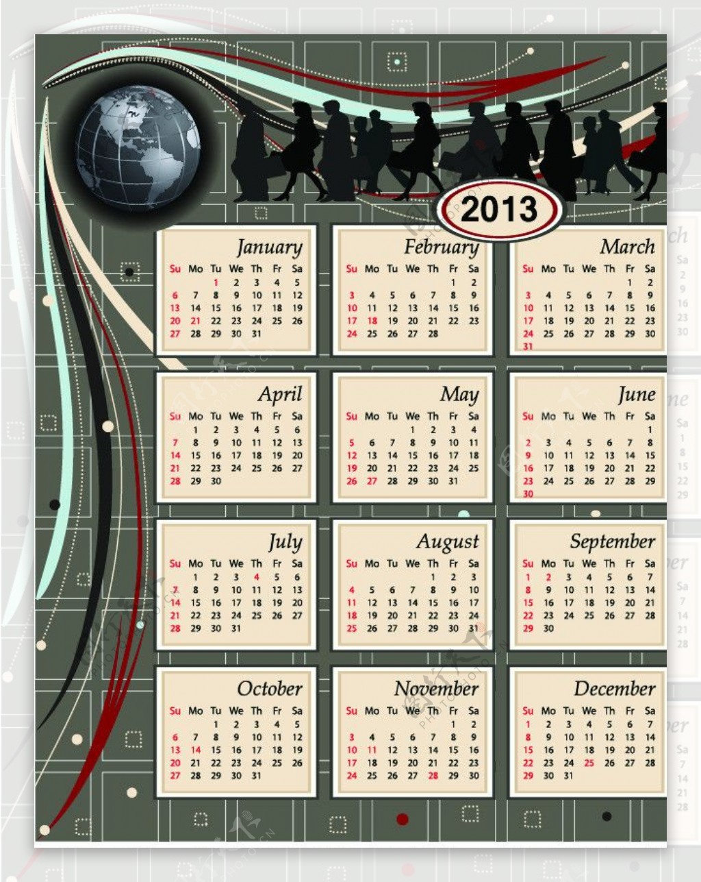 2013日历图片