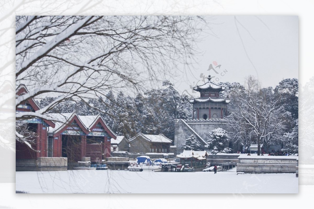 颐和园雪景图片