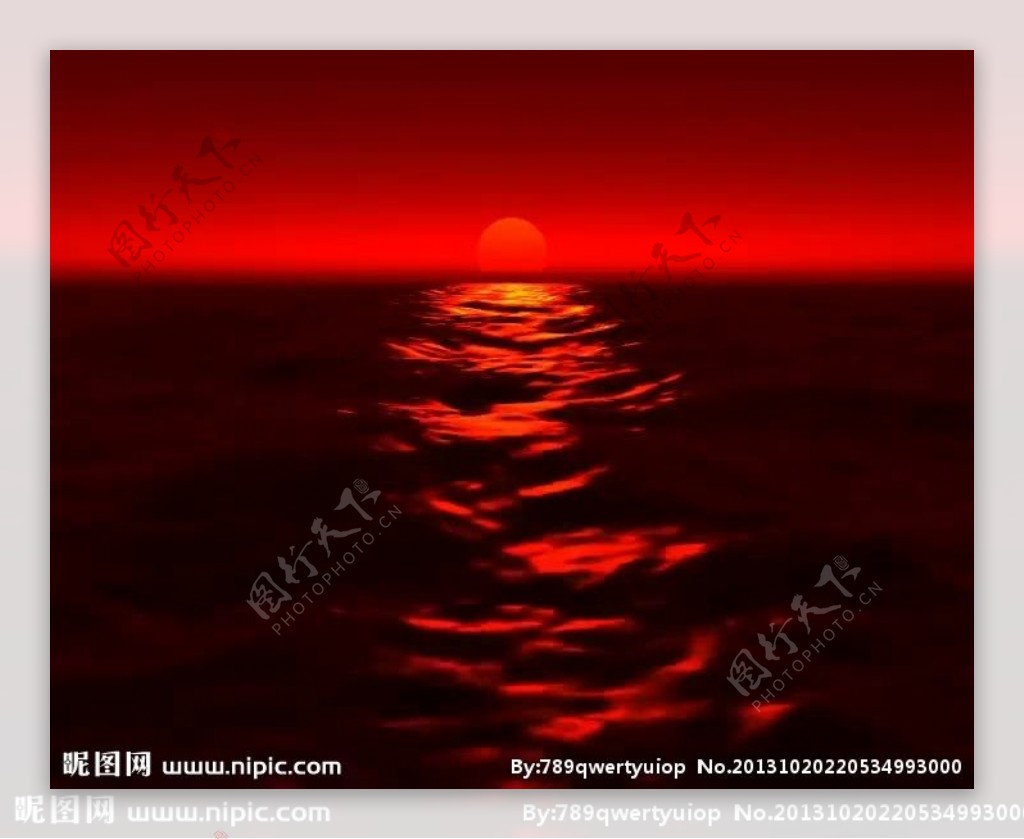 日落红色背景海面视频
