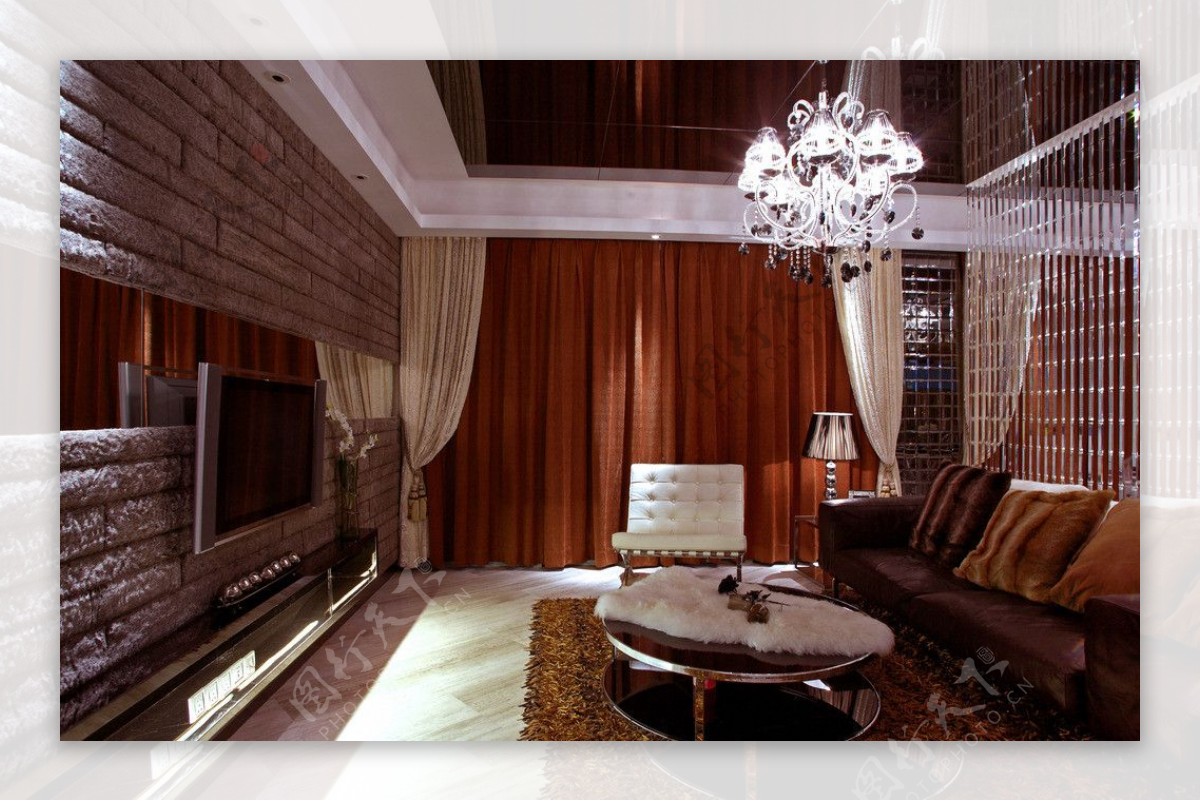新中式风格家装样板间客厅效果图图片