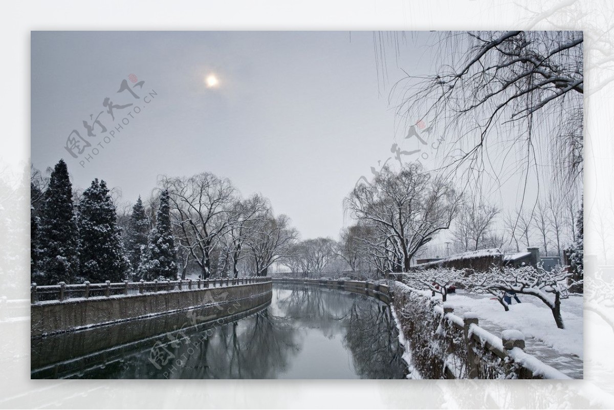昆玉河雪景图片