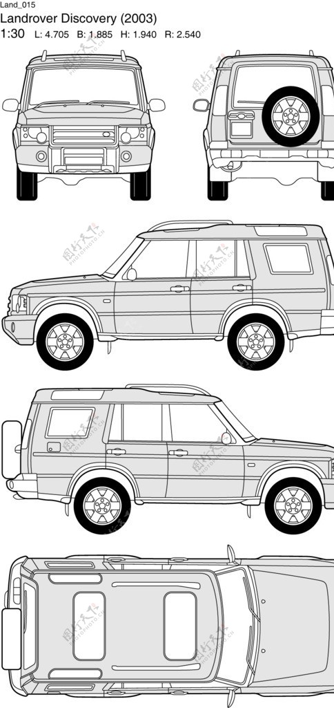 路虎汽车线框图图片