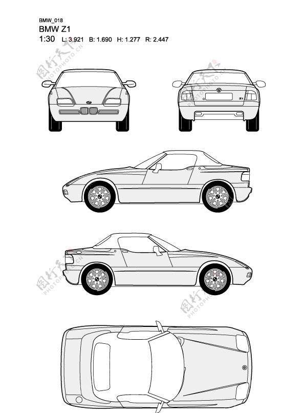 宝马BMWZ1汽车线稿图片