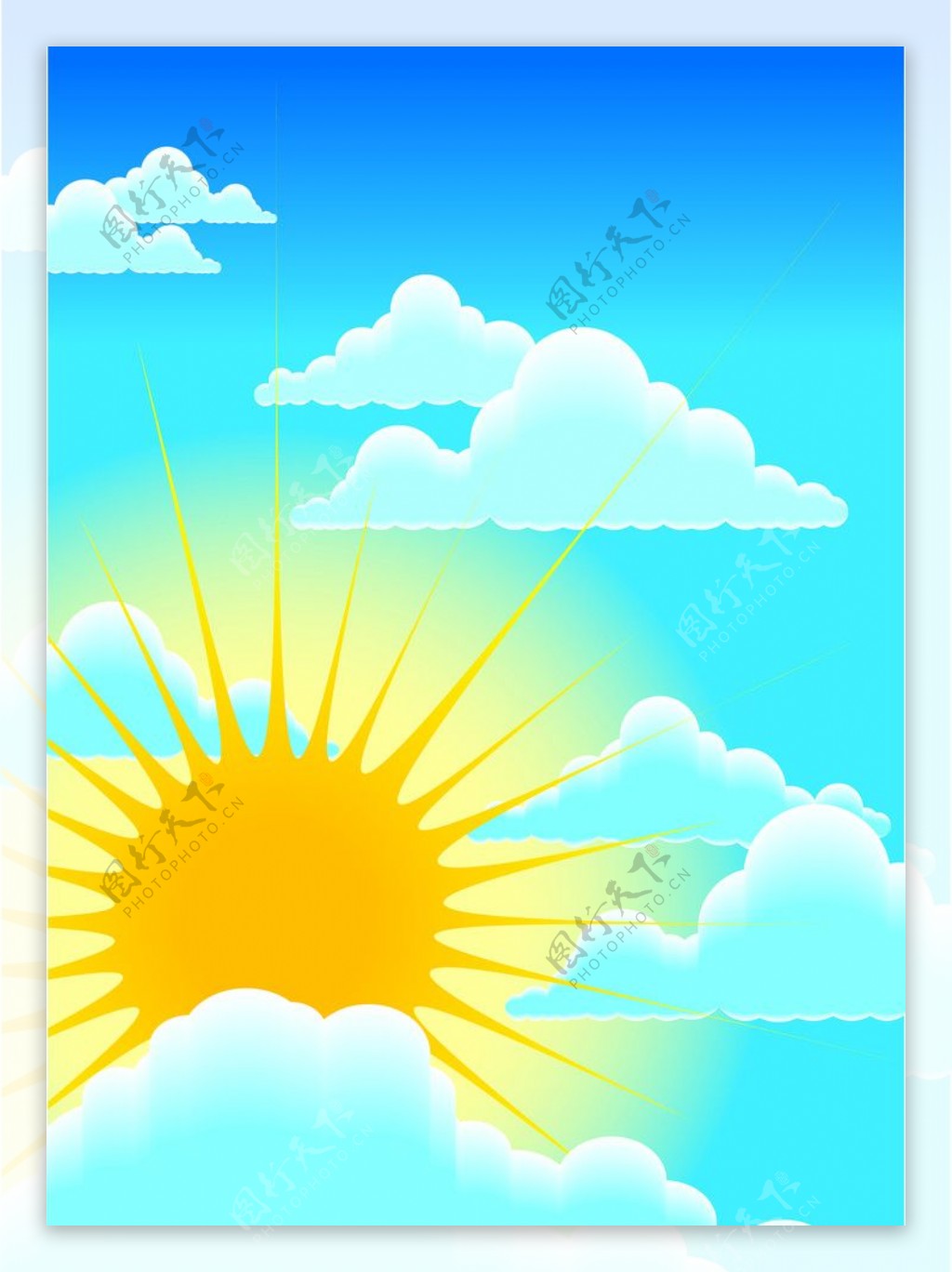 太阳蓝天白云矢量图图片