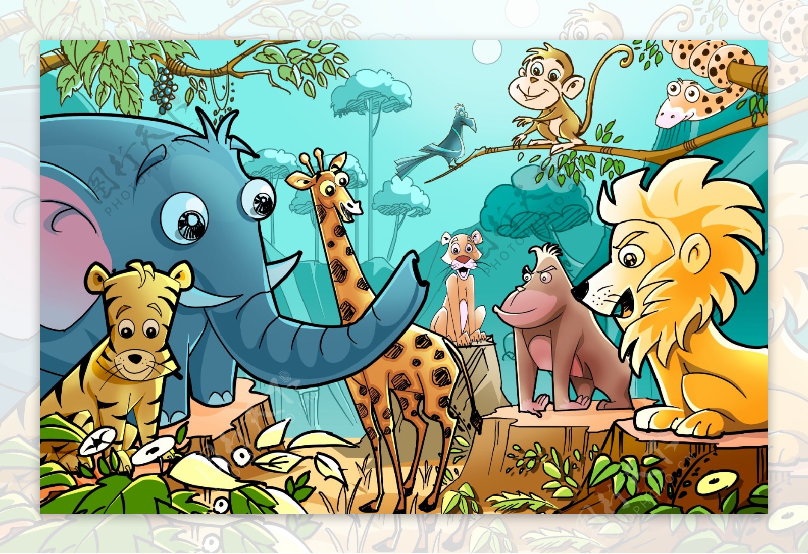 卡通森林动物图片