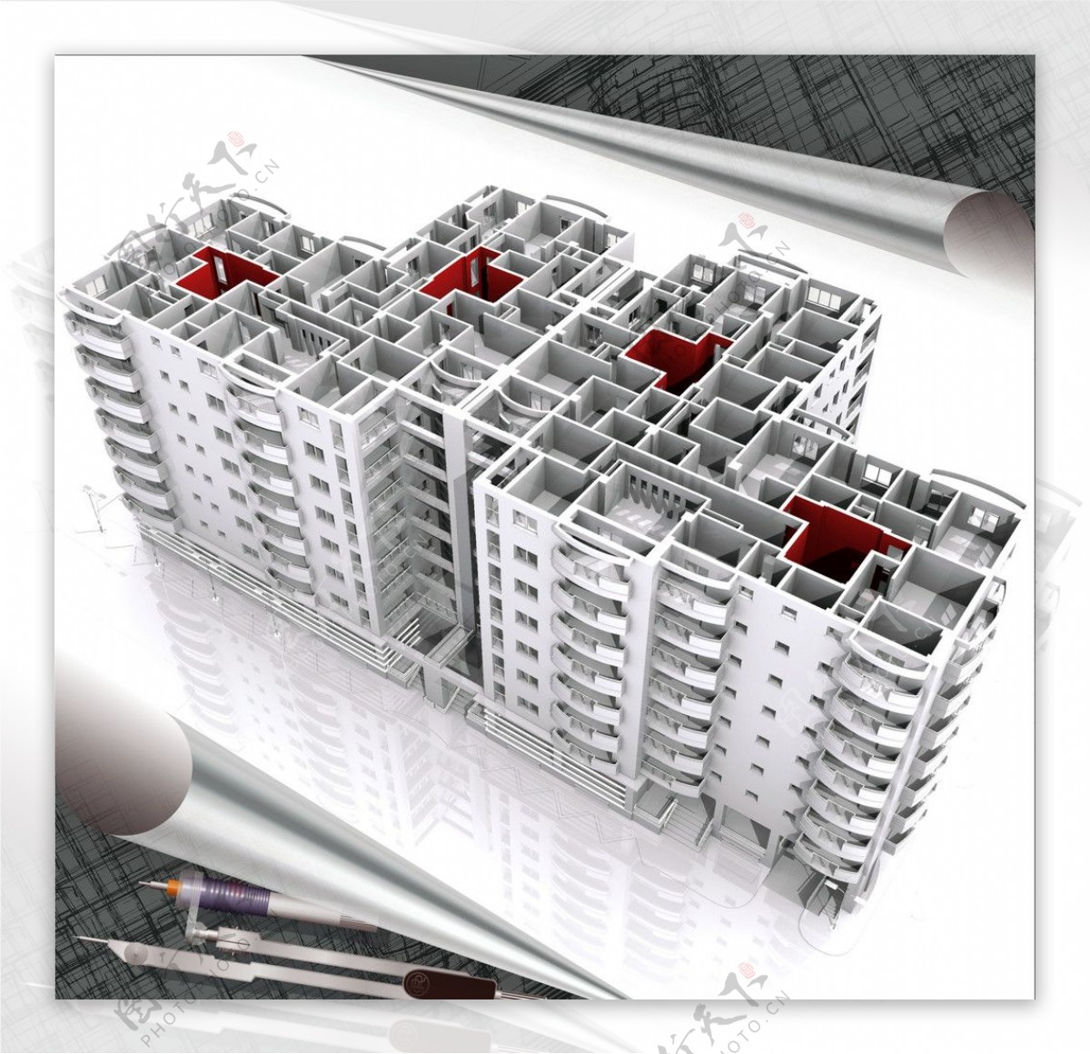 3d高楼大厦建筑设计模型图片