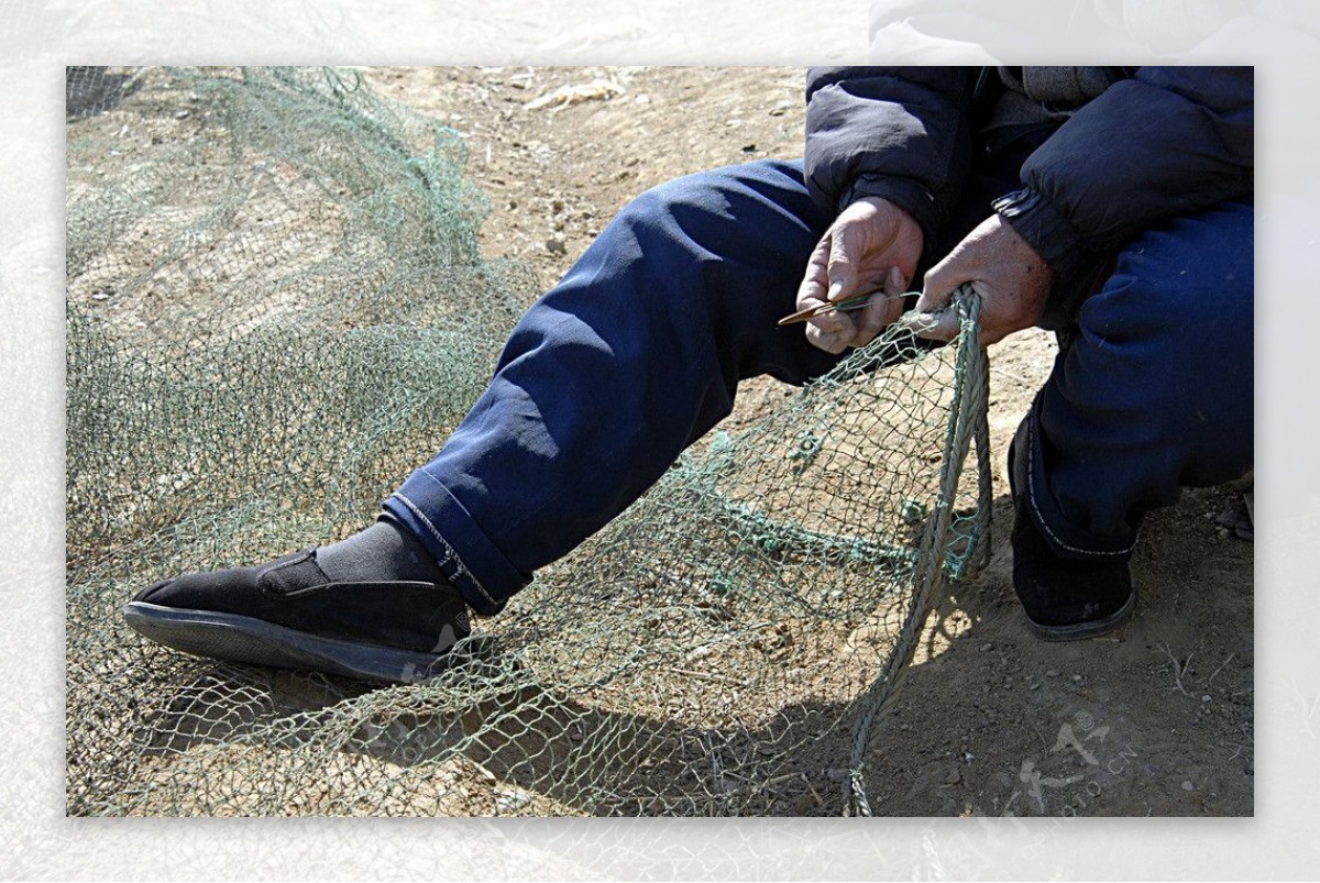 织补渔网图片