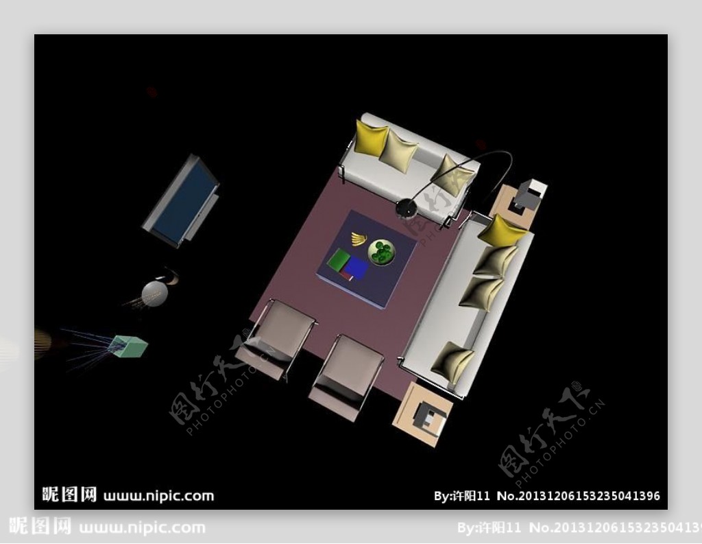 3D客厅沙发模型图片