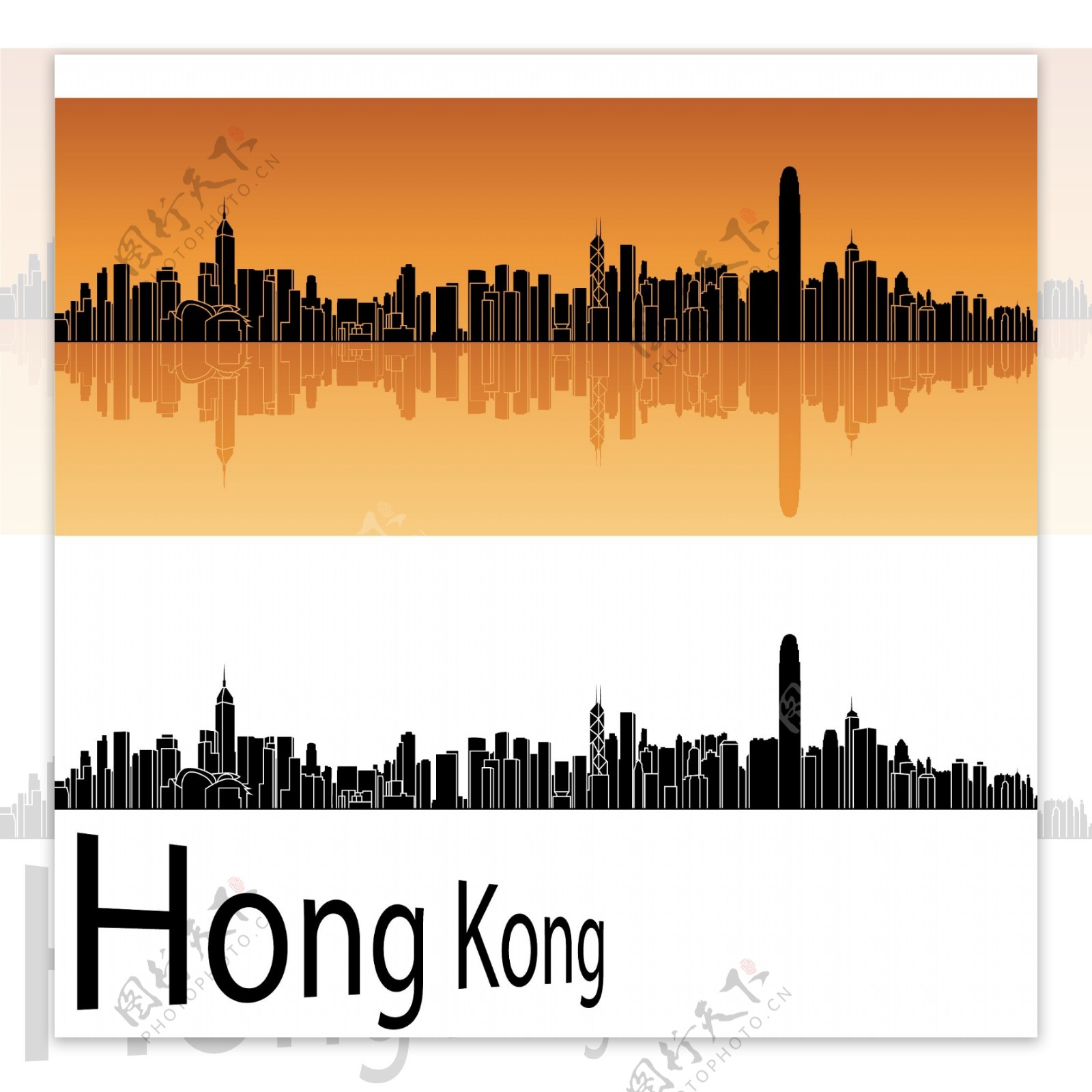 香港城市建筑剪影图片