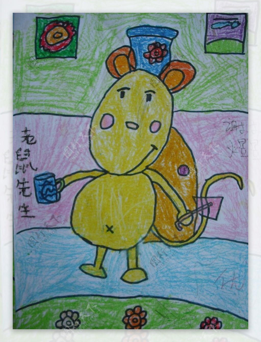 儿童蜡笔画老鼠图片