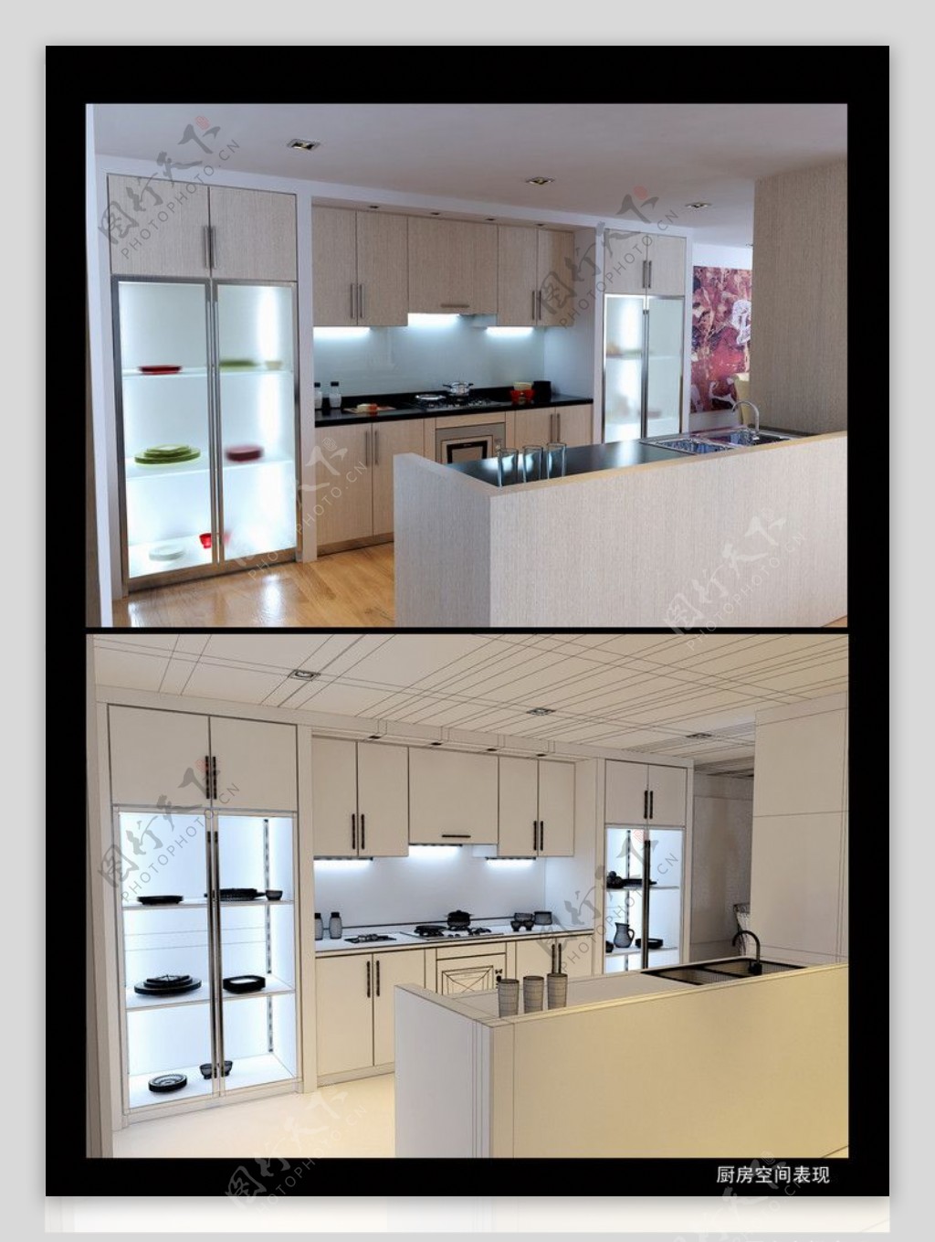 室内厨房3dsmaxvray3d模型图片