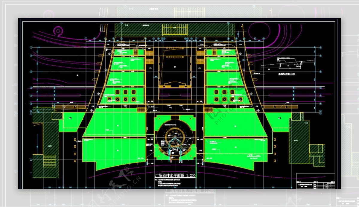 广场给排水平面图图片